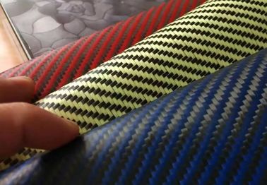 Orange Blue Hybrid Carbon Kevlar Fabric , 200GSM Aramid Carbon Mixed Cloth